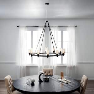 Circolo 44.5 in. 12-Light Olde Bronze Contemporary Shaded Circle Chandelier for Dining Room