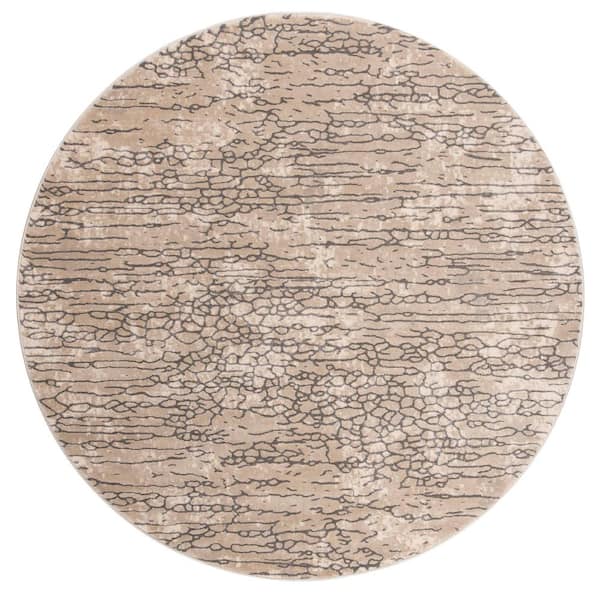 SAFAVIEH Meadow Beige 7 ft. x 7 ft. Round Abstract Area Rug