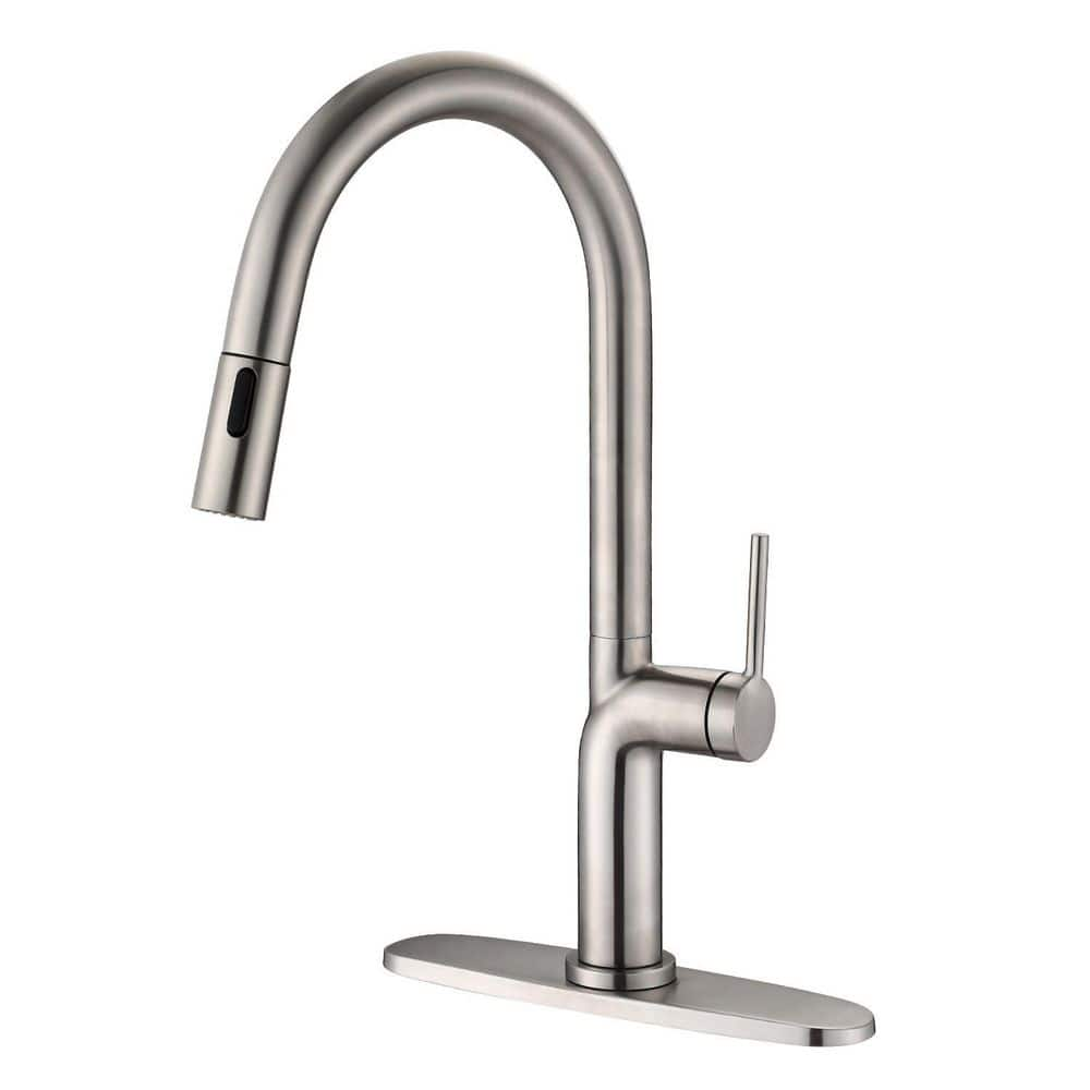 CASAINC Single Handle Pull Down Sprayer Kitchen Faucet In Brushed ...