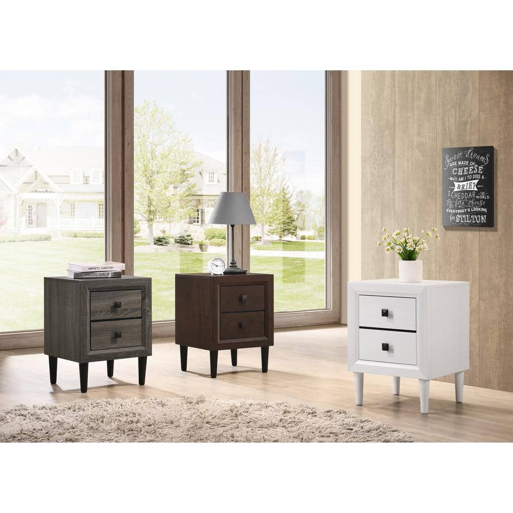 Guthrie 2-Drawer White Nightstand