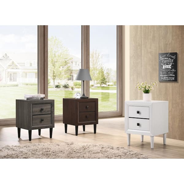 Furniture of America Guthrie 2-Drawer White Nightstand