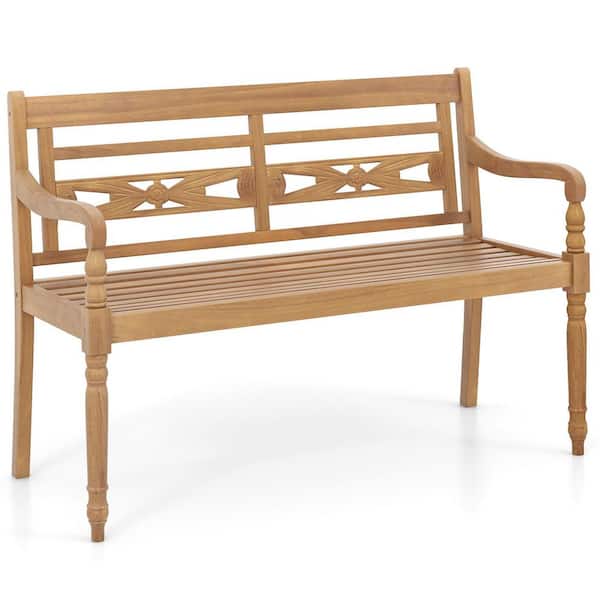 47 Inch 2-Person Teak Wood Outdoor Bench