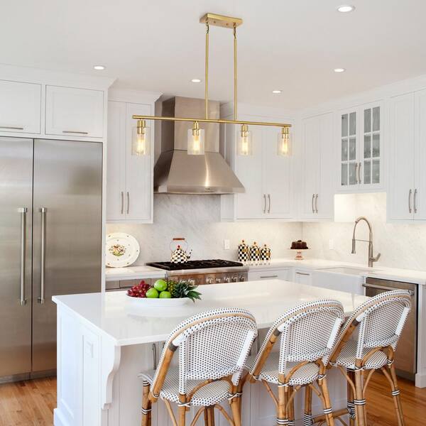 LWYTJO Delmis 4-Light Gold Pendant Kitchen Linearlsland