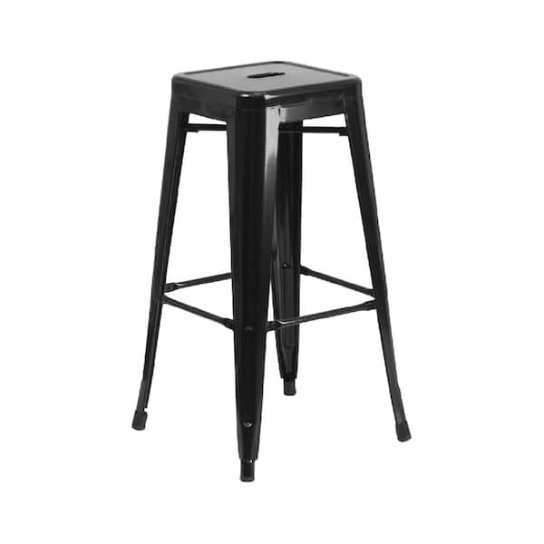 Matte 30. H Black Metal Outdoor Bar Stool