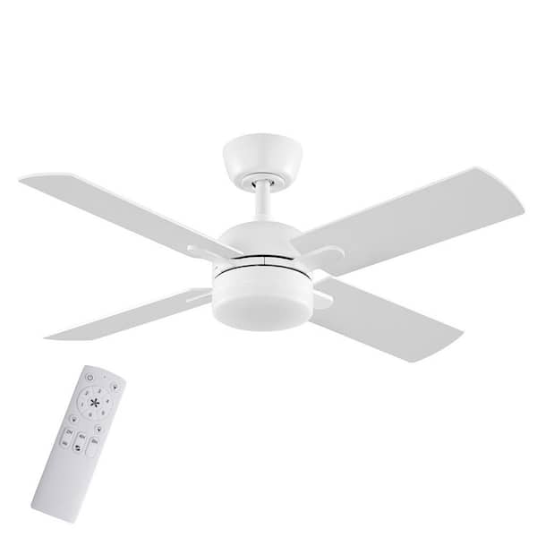 Letta 42 in. LED Indoor Matte White Downrod Mount Ceiling Fan with DC Motor and Remote Included