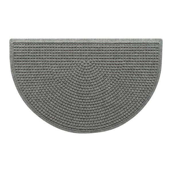 Waterhog Squares 24 in. x 39 in. Indoor Outdoor PET Polyester Half Round Doormat Medium Gray