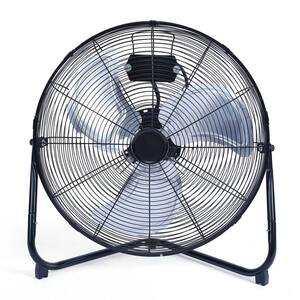 20 in. 3-Speed High Velocity Heavy Duty Metal Floor Fan with 360°Tilting Head for Industrial, Home, Commercial, Black