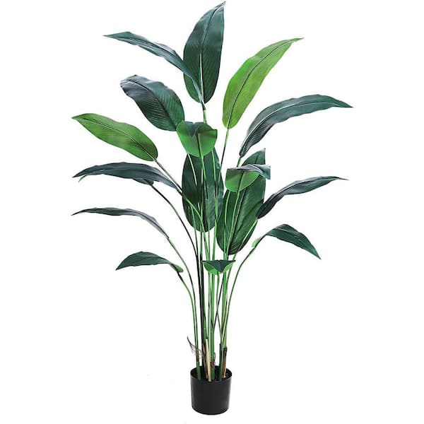 6 ft. Bird of Paradise Artificial Bird Plant Fake Palm Tree Decor Faux Plants with 17 Trunks Faux Leaves