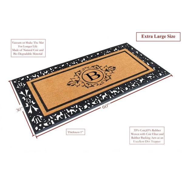 A1 Home Collections A1HC Paisley Black 30 in. x 60 Rubber and Coir  Monogrammed E Durable Outdoor Entrance Door Mat A1HC200113-E - The Home  Depot