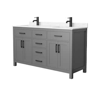 Beckett 60 in. W x 22 in. D x 35 in. H Double Sink Bathroom Vanity in Dark Gray with Carrara Cultured Marble Top