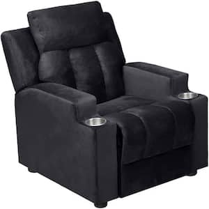 Magic Seats for Superheroes and Princesses, Kids Recliner Sofa Chair , 2 Cup Holders, Push Back Recliner in Black