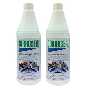 Water-Based 1 Quart Cleaner & Degreaser, Rust Converter & Metal Primer, Converts and Preps Surface All-in-One, (2-Pack)