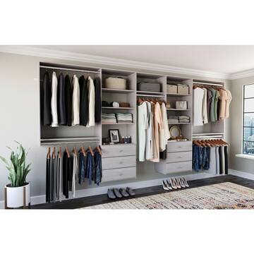 120 in. W - 144 in. W Rustic Grey Wood Deluxe Closet System
