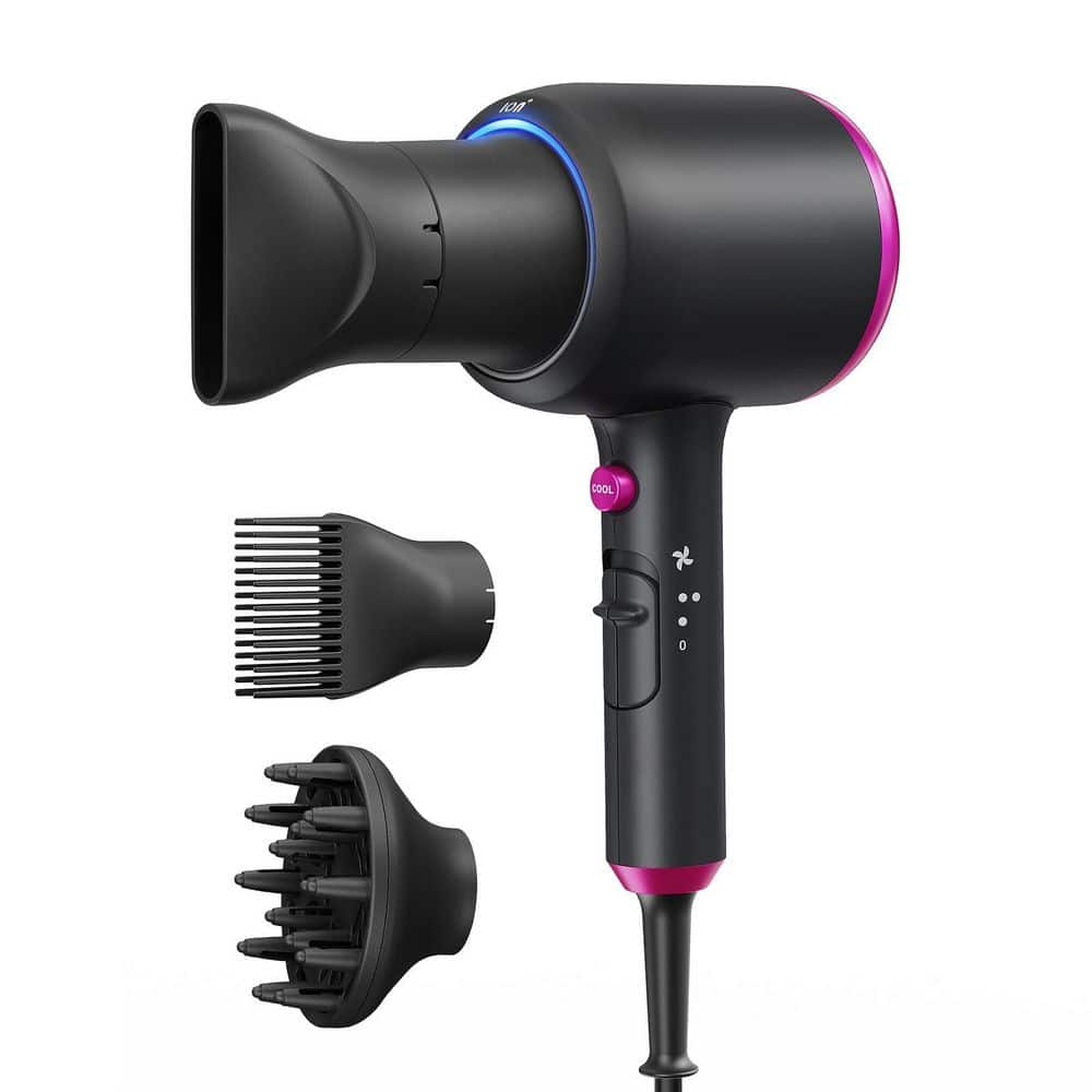 Wudkey 1875-Watts Fast Drying Blown Away Ionic Hair Dryer in Black