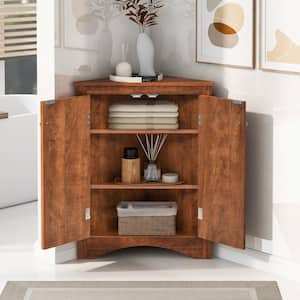 17.2 in. W x 17.2 in. D x 31.5 in. H Brown Linen Cabinet with Adjustable Shelves
