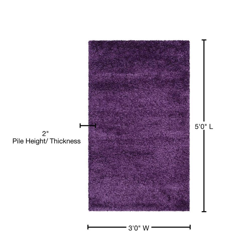 Purple Synthetic Shag Area Rug - 3' x 5'