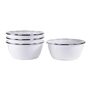 Solid White 3-cup Enamelware Salad Bowl Set of 4