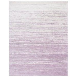 Adirondack Cream/Purple 10 ft. x 14 ft. Solid Color Striped Area Rug