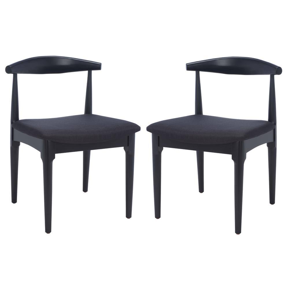 Lionel Retro Black Upholstered Wood Dining Chair Set