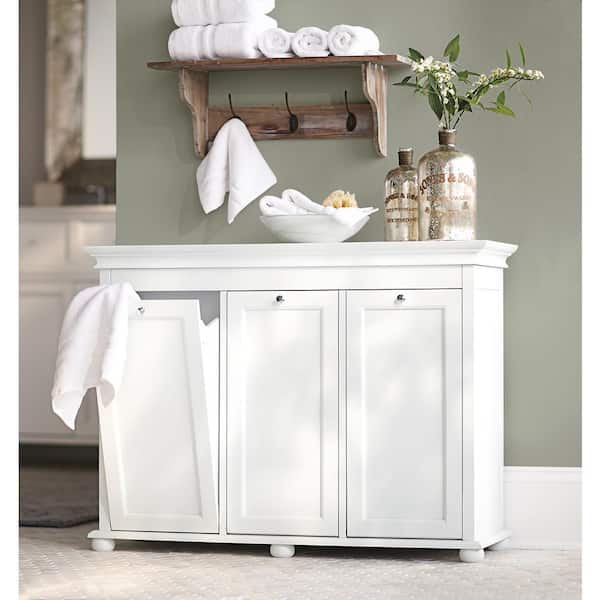 Details about   Single Tilt-Out Hamper Hampton Harbor Crafted Bun Feet Durable White 24 in. 