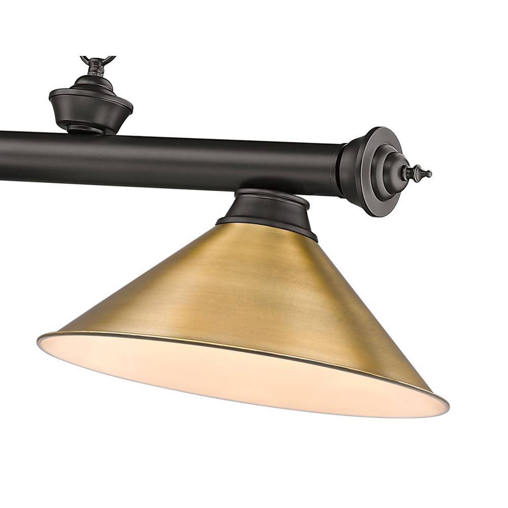 Bronze and Rubbed Brass 3-Light Billiard Pendant