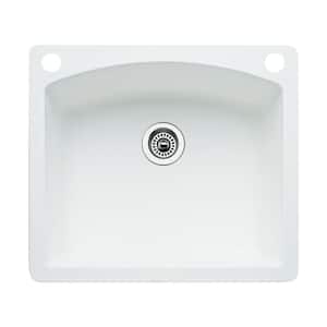 Diamond Dual-Mount Granite 25 in. 2-Hole Single Bowl Kitchen Sink in White