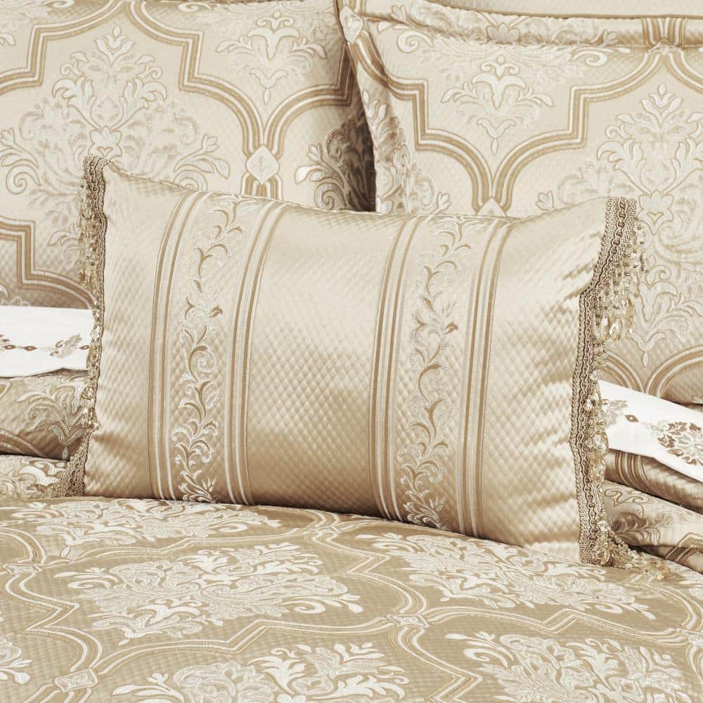 Champagne Gold Satin Boudoir Decorative Throw Pillow 15x22"