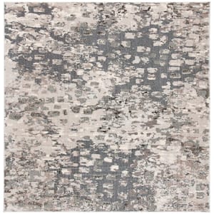 Madison Gray/Beige 3 ft. x 3 ft. Geometric Abstract Square Area Rug