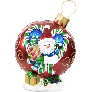 28.5 in. Christmas Musical Snowman Ornament in Red with Long-Lasting LED Lights