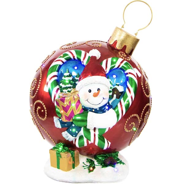 Fraser Hill Farm 28.5 in. Christmas Musical Snowman Ornament in Red with Long-Lasting LED Lights