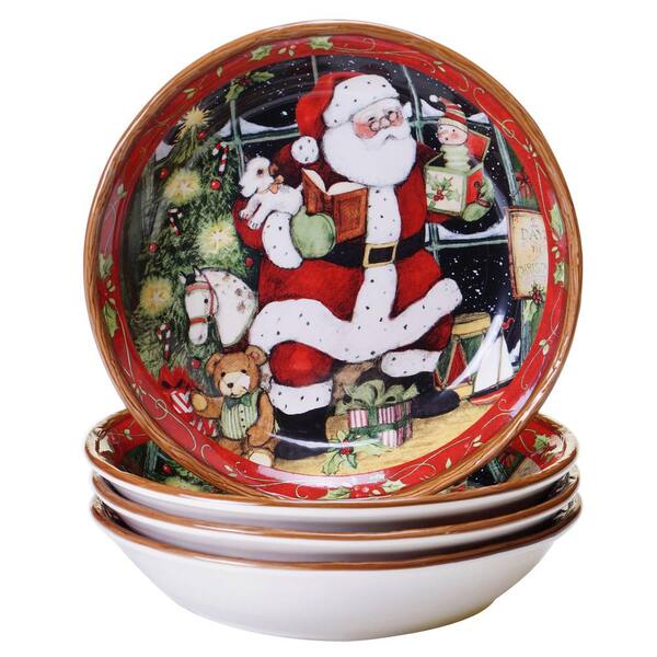 Certified International Santa's Workshop 8.5 in. Red Soup and Pasta Bowl (Set of 4)