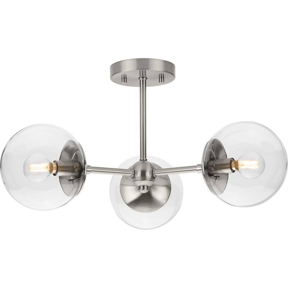 Atwell 17'' Brushed Nickel Indoor/Outdoor LED Globe Flush Mount