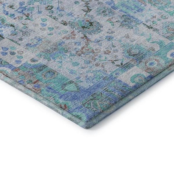 Mayfield Premium Machine Washable Abstract AMF2099 Blue 10 ft. x 14 ft. Area Rug