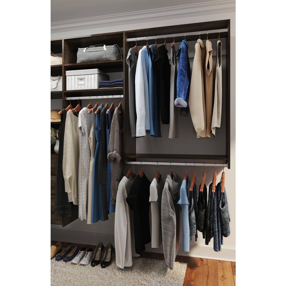 Truffle Wood Ultimate Corner Closet Organizer with Drawers
