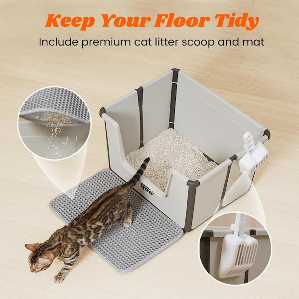 Angel Sar 19.7 in. x 12.5 in. PP Foldable Portable Travel Cat Potty Pan,  Anti Splashing Easy Clean Litter Boxes for Kitty Old Cats GF03CJ30 - The  Home Depot