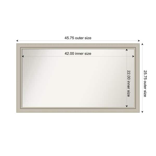Amanti Art Romano Silver Narrow 45.75 in. x 25.75 in. Custom Non-Beveled Wood Framed Bathroom Vanity Wall Mirror