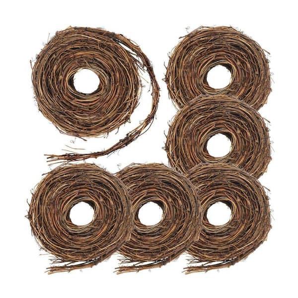 3.94 in. 6-Pack Natural Brown Artificial Vine Rustic Grape Twig