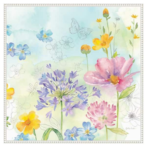 Amanti Art Wildflower Mix II by Cynthia Coulter 30-in. W x 30-in. H. Canvas Wall Art Print Framed in White