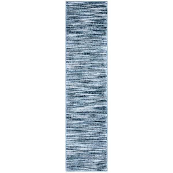 Lagoon Navy/Ivory 2 ft. x 9 ft. Striped Gradient Runner Rug