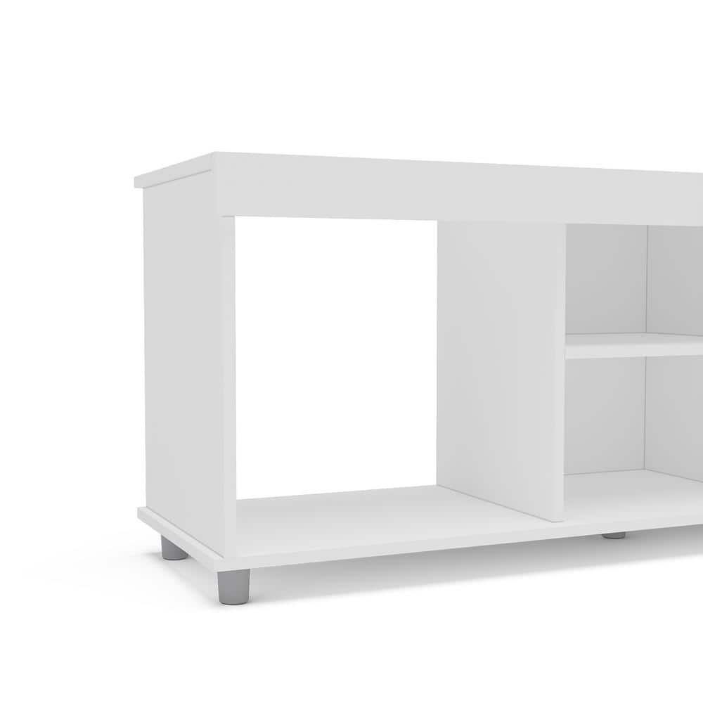 White Engineered Wood TV Stand and Coffee Table Set