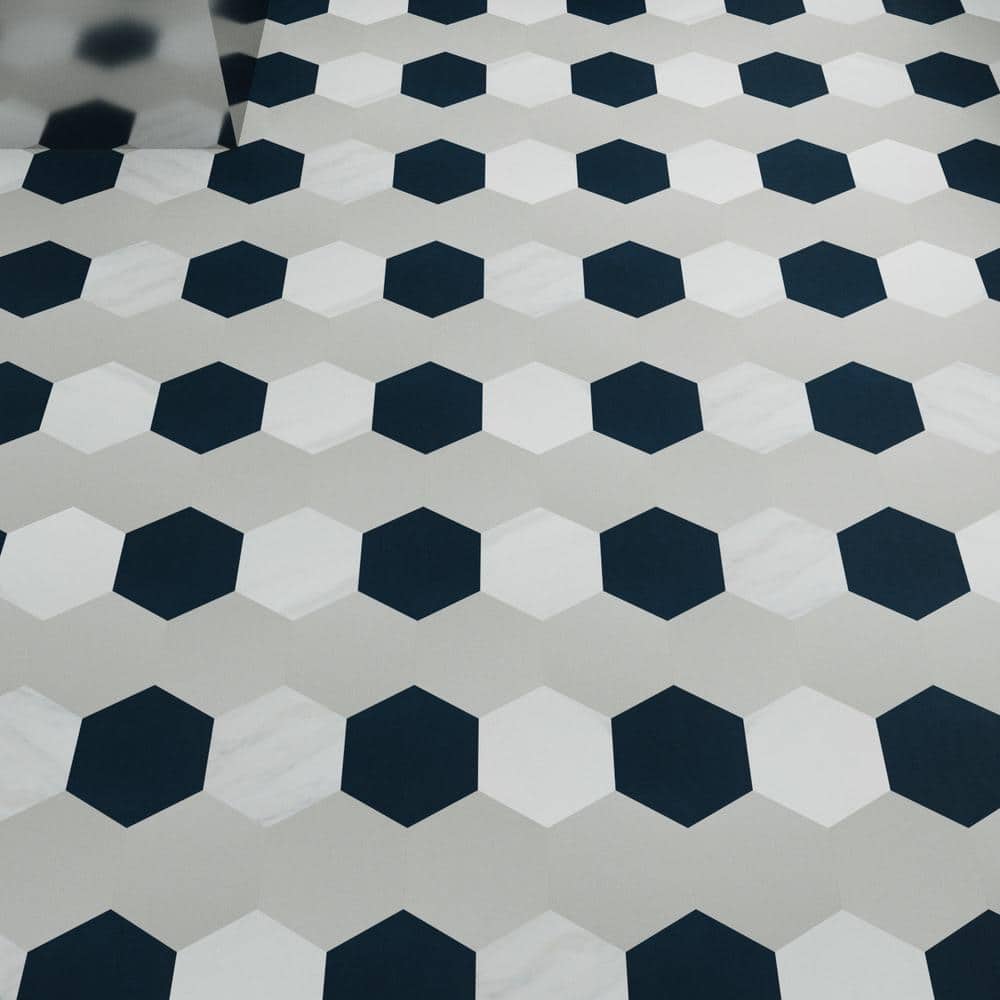 Light Gray Hexagon Vinyl Tile Flooring with Urethane Ceramic Protection