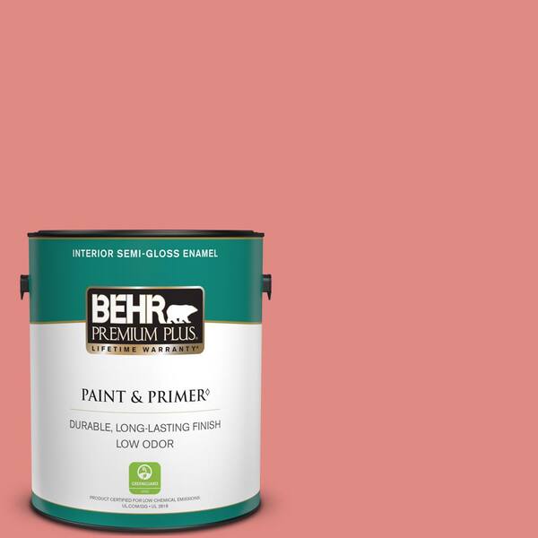 BEHR PREMIUM PLUS 1 gal. Home Decorators Collection #HDC-SP16-12 Begonia Semi-Gloss Enamel Low Odor Interior Paint & Primer