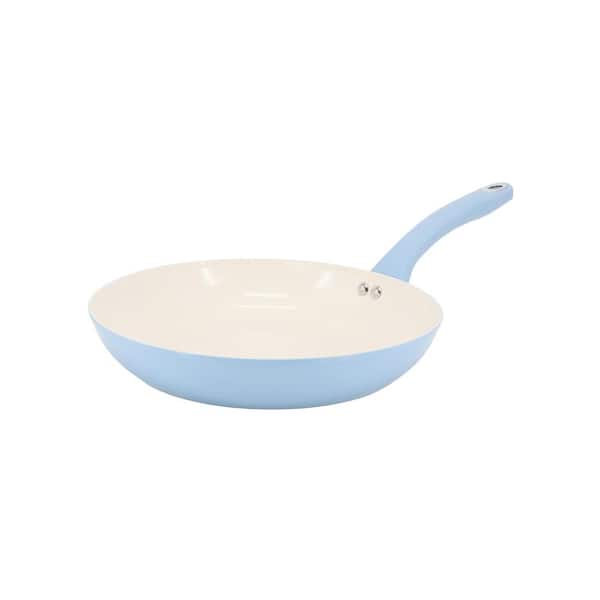 MARTHA STEWART Rexford 8 in. Ceramic Nonstick Aluminum Frying Pan in Soft Blue