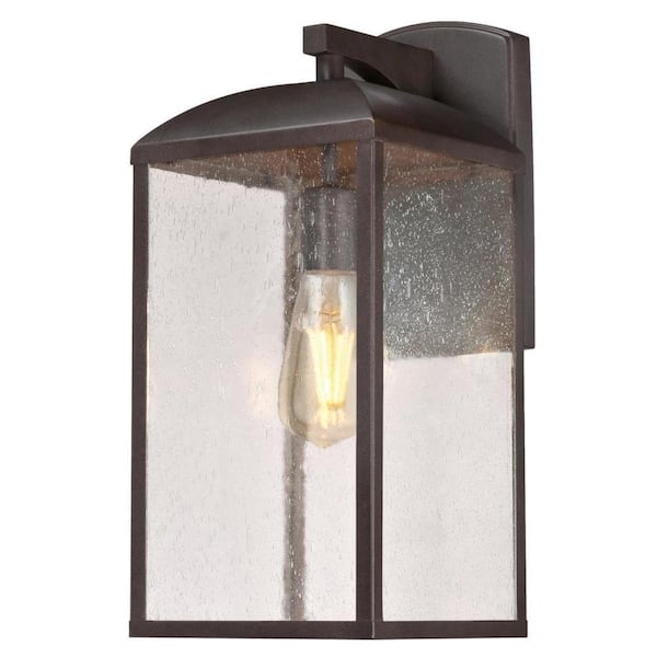 Westinghouse Piazza Medium 1-Light Victorian Bronze Outdoor Wall Mount Lantern with Clear Seeded Glass