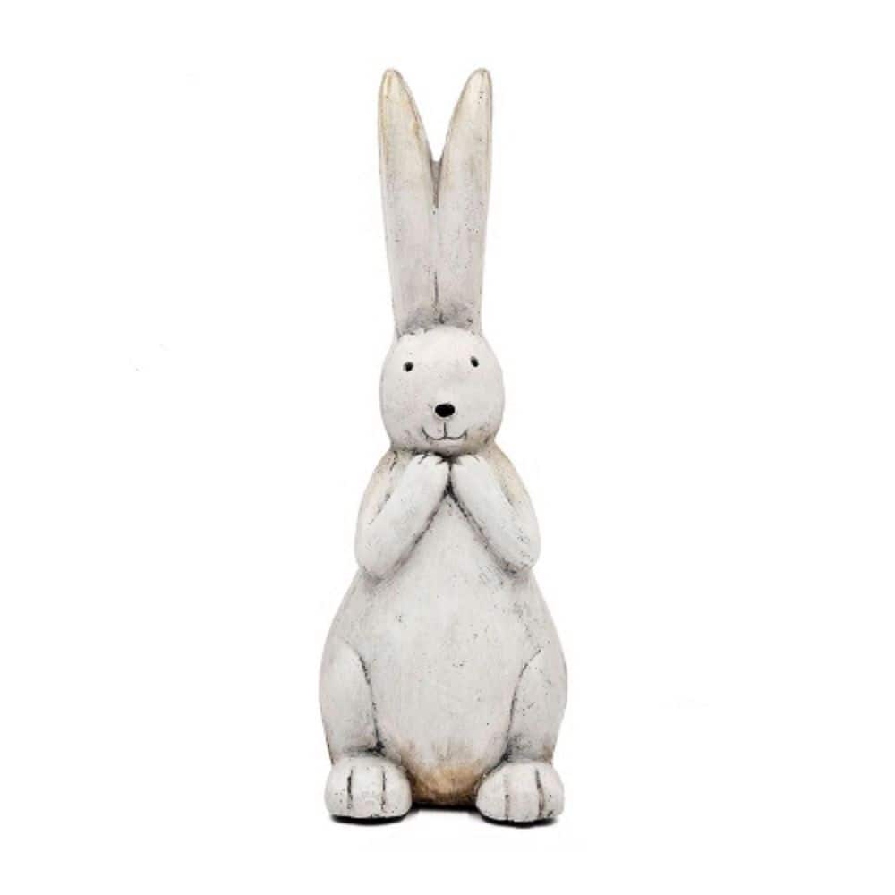 7.5 in. x 7 in. x 20 in. Magnesium Bunny Rabbit-Textured White Finish ...