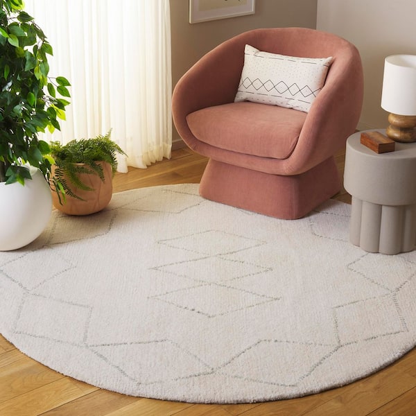 Harvest 6 ft. x 6 ft. Ivory/Green Diamond Solid Round Area Rug