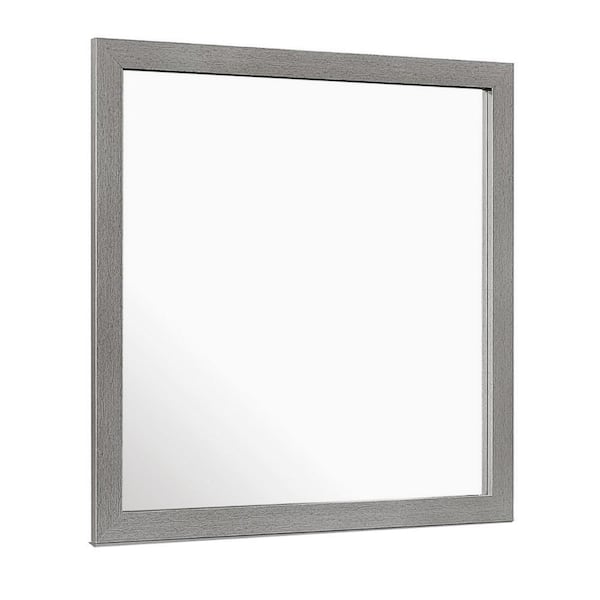 Benjara Gray 1 in. W x 39.57 in. H Modern Square Wood Dresser Mirror