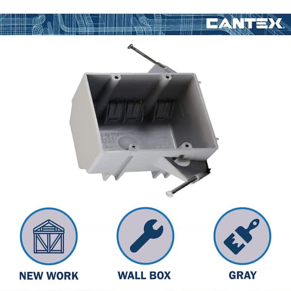 Cantex New Work 2-Gang 32 cu. in. Nail-on Electrical Outlet Box