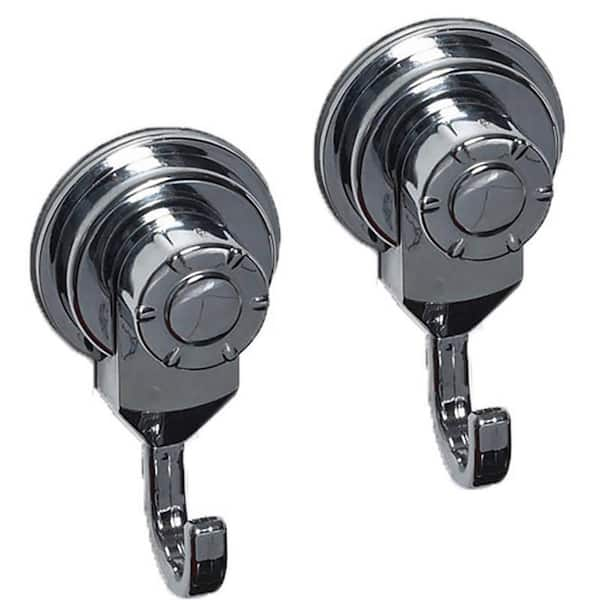 EVIDECO French home goods Chrome Bath Kitchen Home Strong Hold Suction Hooks Set of 2 9718102 The Home Depot