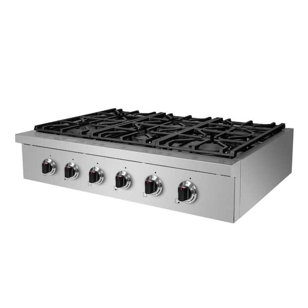 NXR Entree Bundle 36in. Professional Style Liquid Propane Cooktop with 6 Burners and Range Hood in Stainless Steel and Black